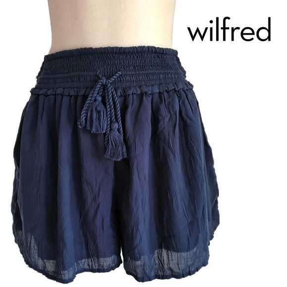 WILFRED ARITZIA Smocked Waist Gauzey Layer Modal Flutter hem Shorts S - Picture 1 of 13